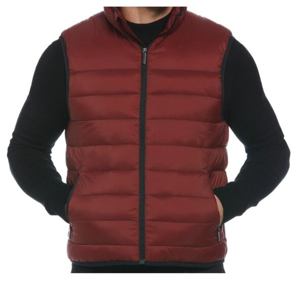 Perry Ellis Mens Lightweight Puffer Vest - Mens Medium - Russet Brown - NWT - Picture 1 of 8
